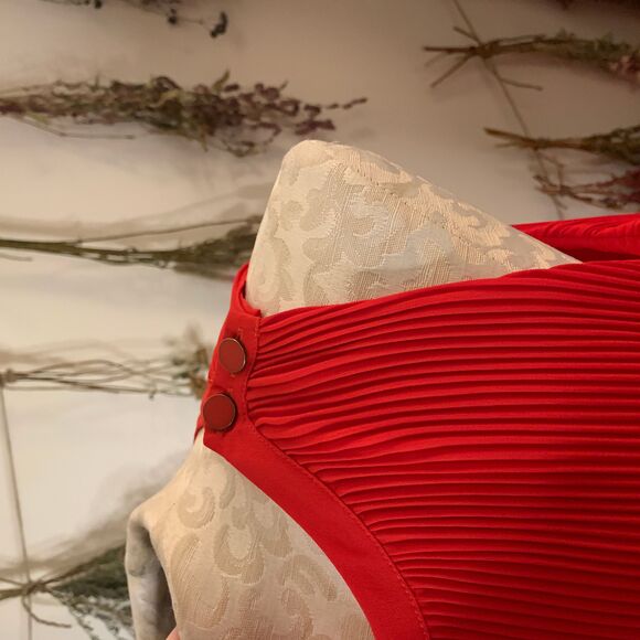 Ann Taylor Loft Red Pleated A Line Swing Dress Medium - Picture 3 of 8